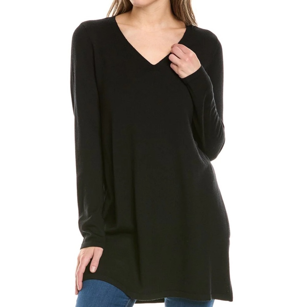 EILEEN FISHER V-Neck Wool Tunic Dress in black size small - Picture 1 of 11